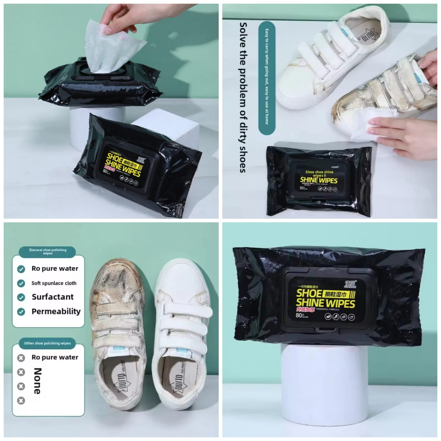 Disposable Shoe Shine Cleaning Wipes Disposable Travel Portable Cleaner Removes Dirt and Stains Shoe Cleaner Wipes