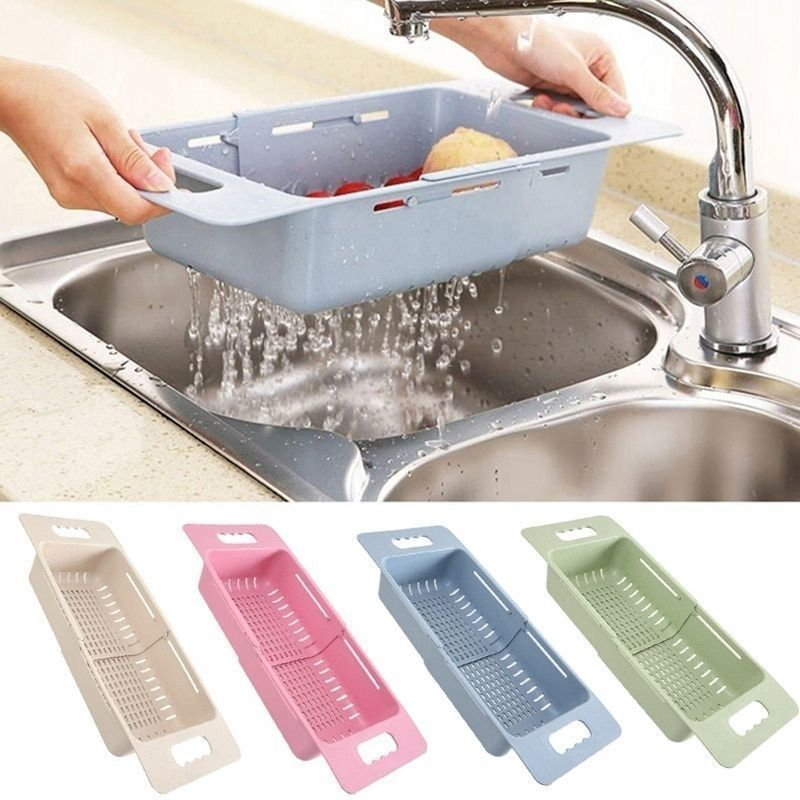 Retractable Adjustment Sink Telescopic Washing Basket Washing Fruit and Vegetable Basket Kitchen Drain Basket Kitchen Strainer Basket