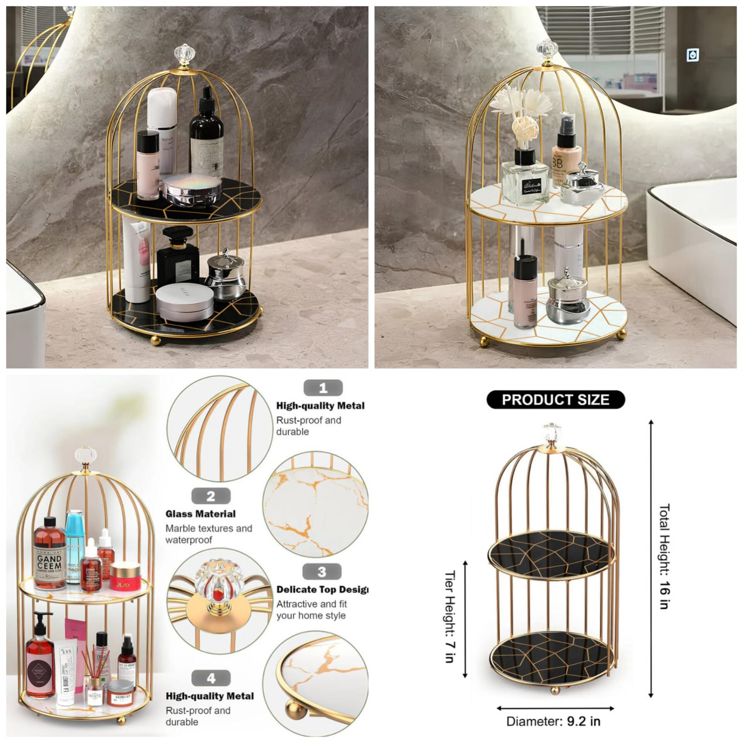 Iron cage rack lipstick perfume cosmetics skin care products storage rack finishing table rack