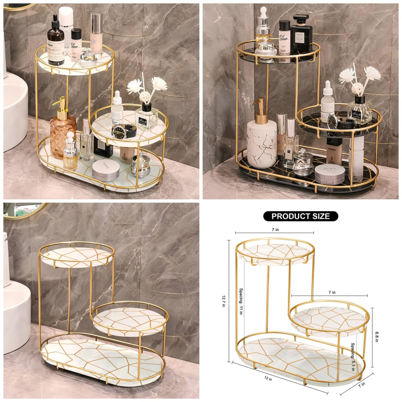 Round metal Cosmetics storage Rack Make-up Organizer Bathroom Storage Rack