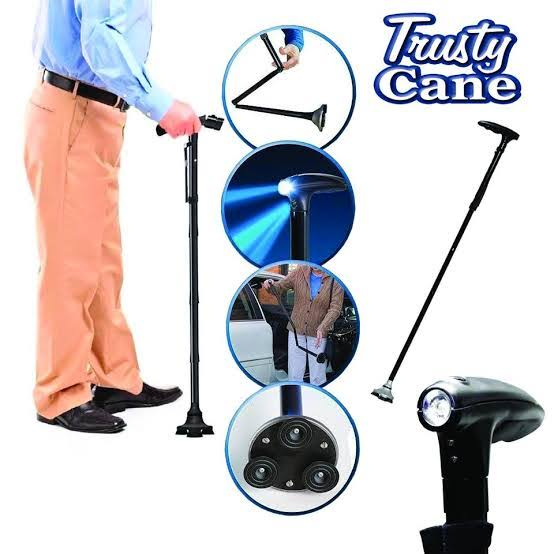 FOUKUS Walking Cane: Adult Collapsible Cane for Walking Self Standing Adjustable Folding Cane with T Handle & Pivot Base Lightweight for Seniors-Black