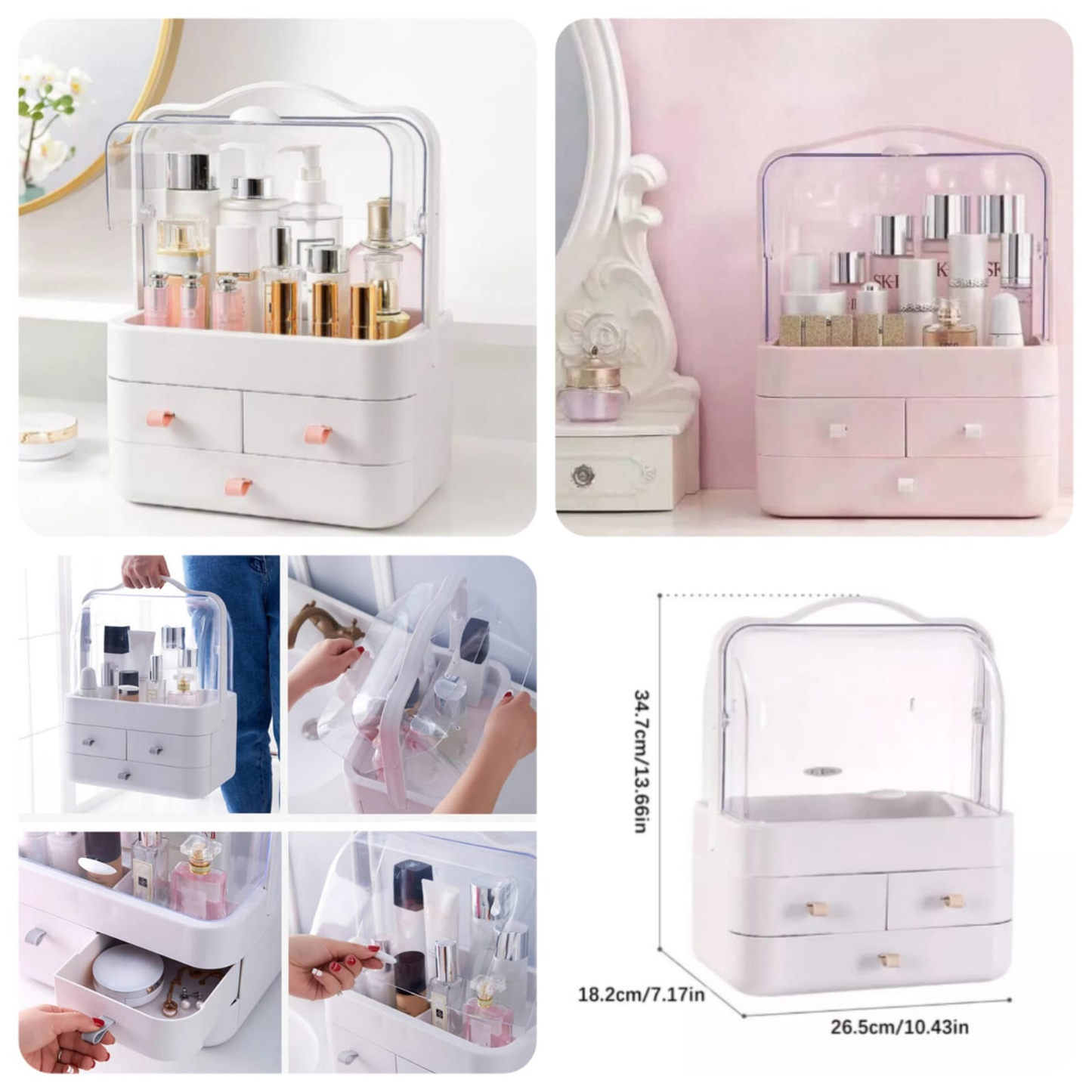 3 Drawer Modern Cosmetic And Makeup Organizer