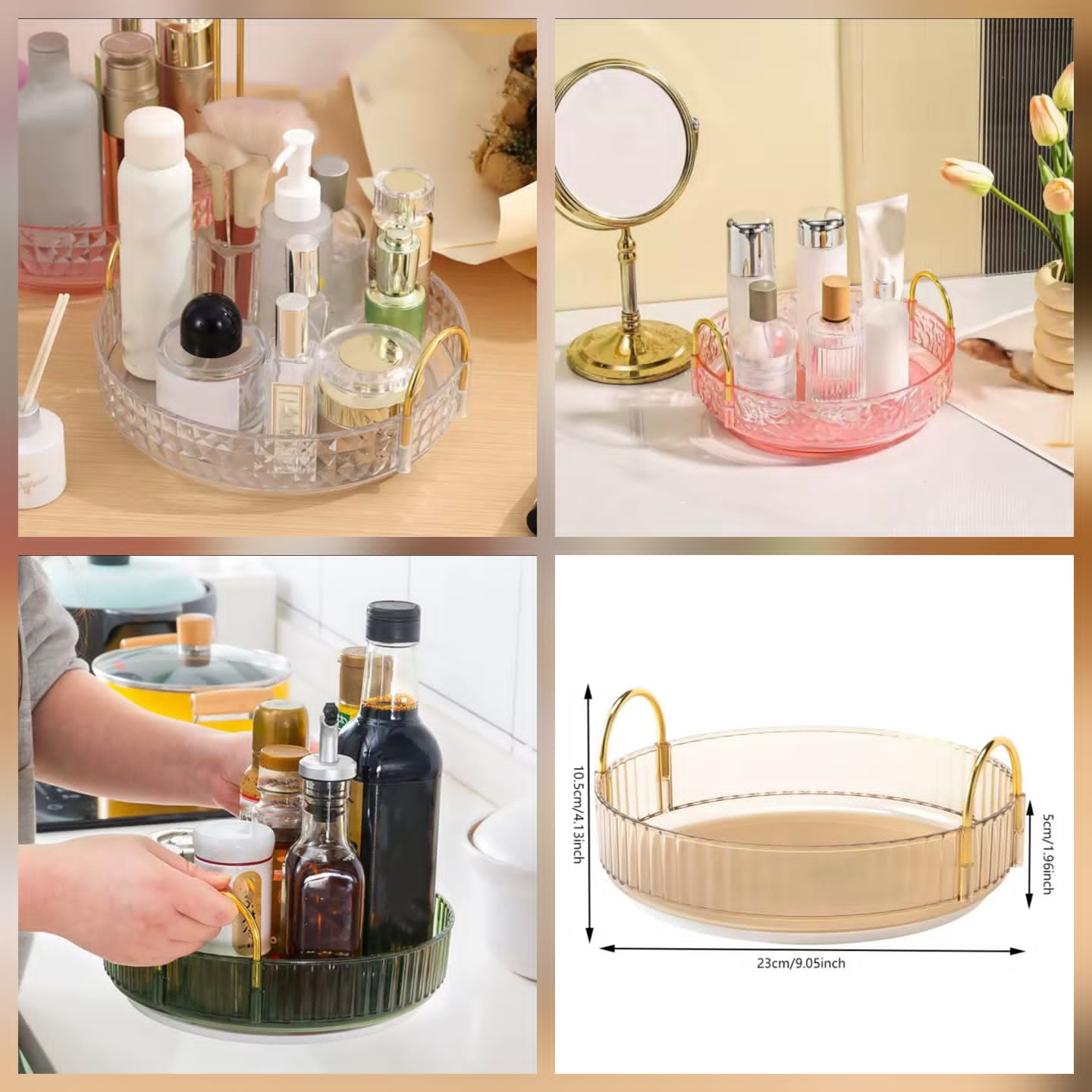 360 Rotating Cosmetics Makeup Perfumes Vanity Tray