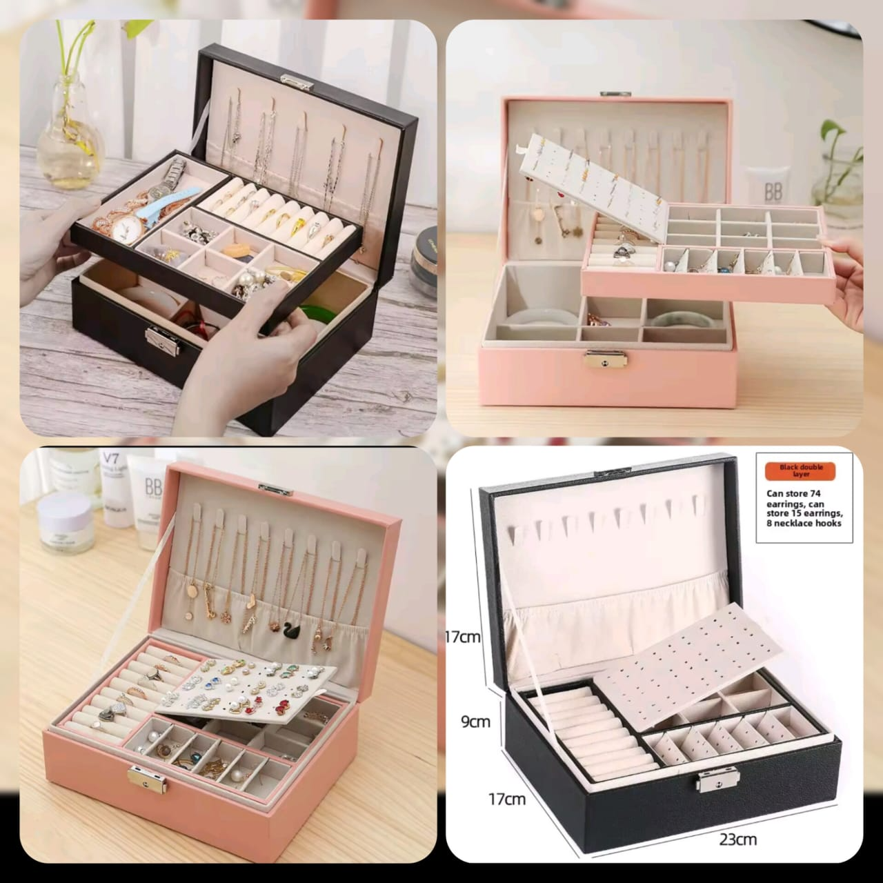 2 Layer Leather Jewellery Organizer