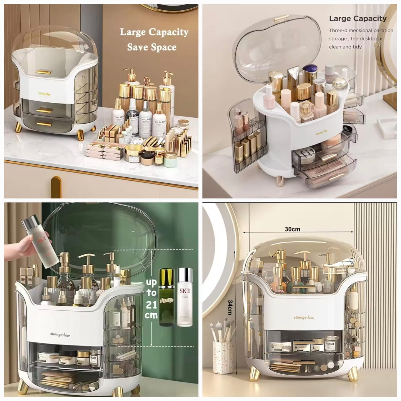 Luxury Desktop Cosmetic Organizer, Dustproof and Waterproof Makeup Vanity Organizer