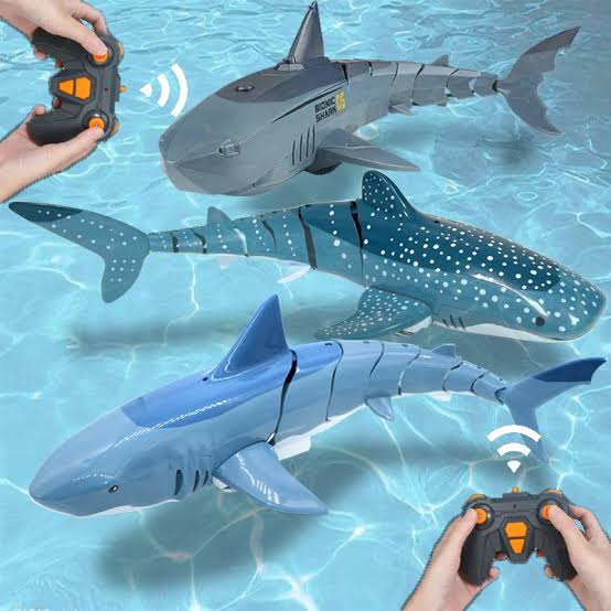 Sale (No ratings yet)|Write a review RC Shark 2.4G Simulation Remote Control Animals with Lights Submarine Robots Fish Electric Toys for Boy Upgrade Spray WaterToy