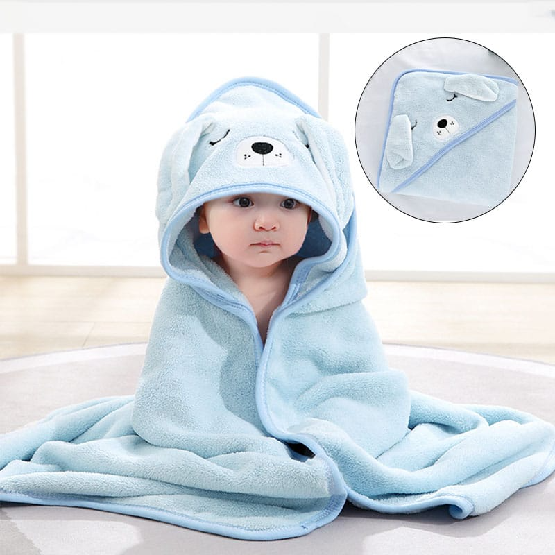 Baby Towels Toddler Hooded Cartoon Bathrobe Soft Coral Towel Shower 41.3 X 41.3 Inches Baby Beach Towels Blue