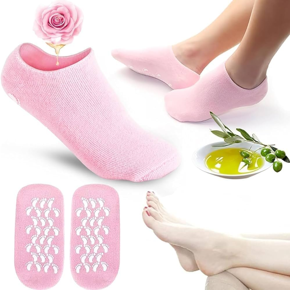 Silicone Socks for Women, Moisturizing Foot Socks, Soft Gel Socks, Aloe Socks, Women Spa Pedicure Socks for Repairing Dry Feet, Cracked Heel and Softening Rough Skin, Calluses (1 PAIR)