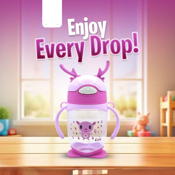 Kids Sipper Cup Baby Sippy Water Bottle Cup With Straw Kids Feeding Training Feeder Kids Beaker