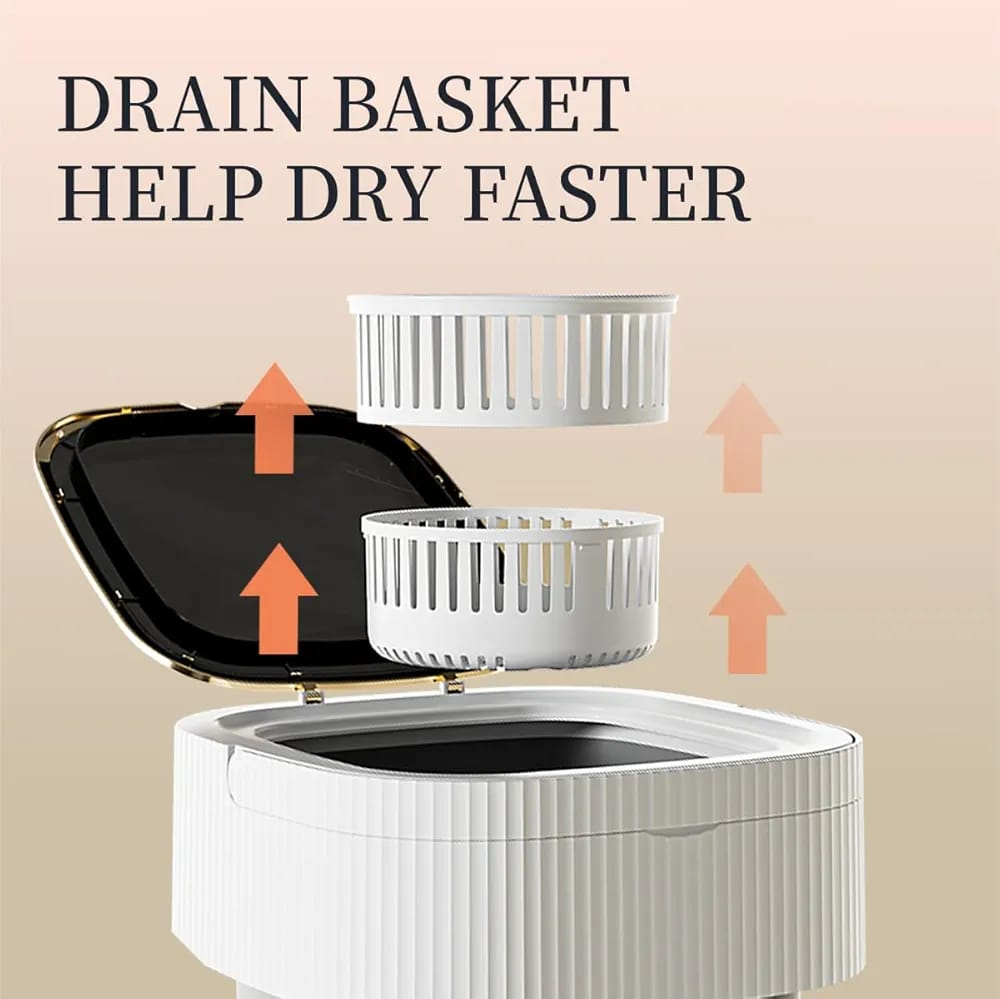 Foldable Mini Washing Machine, 11.5L Portable Top Load Washer, Chrome Finish, Efficient, Residential Use