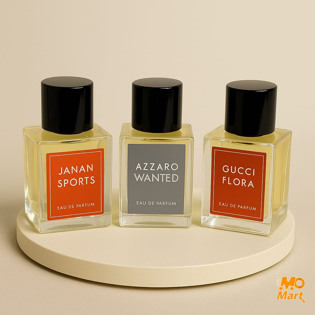 Pack of 3 Perfumes* Janan Sports, Azzaro Wanted, Gucci Flora
