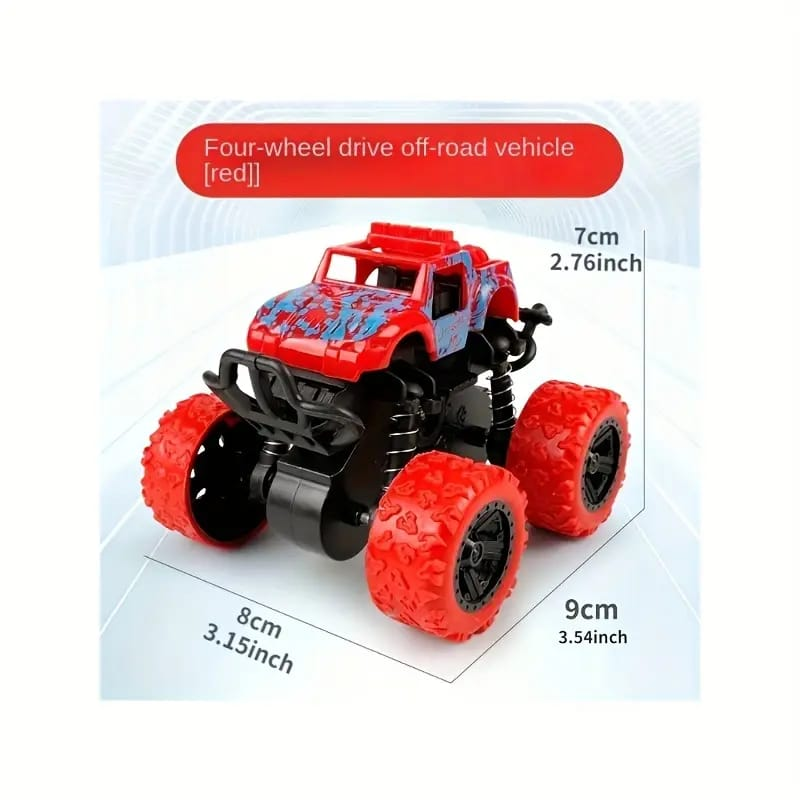 Monster Truck Car Vehicle Push and Go Friction Powered 360 Rotating Double Sided Flip 4 Wheel Stunt Car Toy For Kids Boys Girls 360 Rotate Side Toys