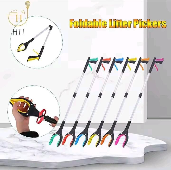 Foldable Reacher Grabber Tool Foldable Extender Artifact Trash Clip Pickup Folding Aluminum Gripper Tool, Suction Cups For Precise Work, Claw Trash Garbage Picker
