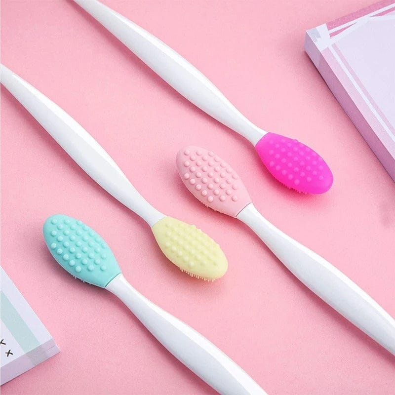 1pc Silicone Lip Scrub Brush Soft Double-sided Exfoliating Lip Brush Cleaning Face Nose Lip Beauty Tool for Men and Women