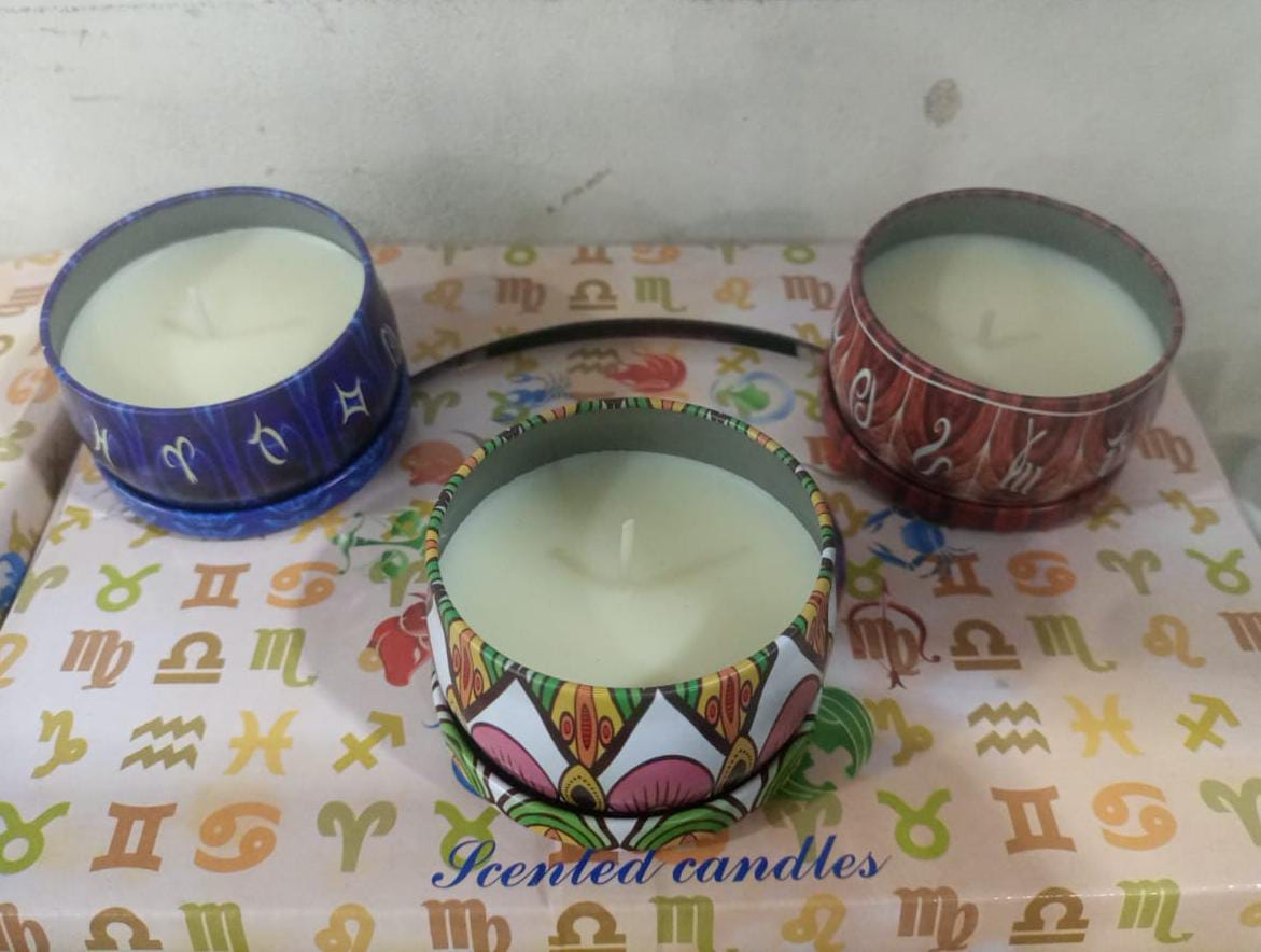 1PC Vintage Candle Tin Can Candy Fragrance Candle Random Colours