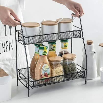 2 Layer Multi-Purpose Mini Portable Iron Organizer Shelf