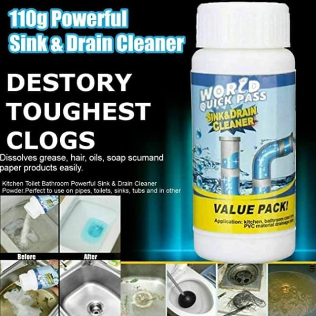 Kitchen Sink Toilet Drain Cleaner Block Unblock Powder Pipeline Clean Unblocker