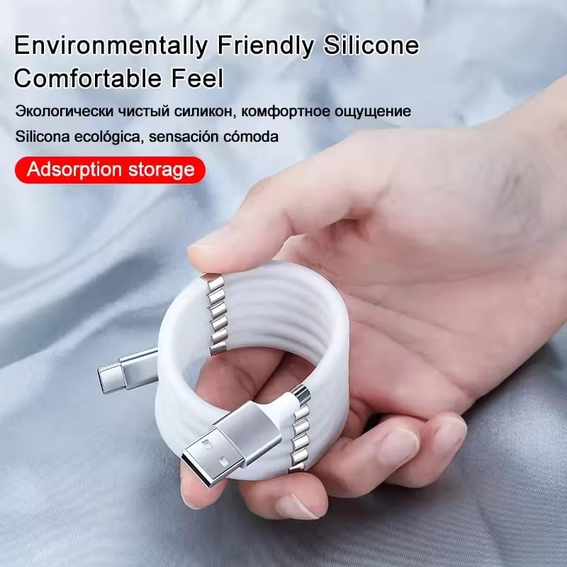 Magnetic Cable Fast Charging Data Transmission Magic Rope Micro USBC Charger Self Windin For PD Lightning Android Huawei Samsung