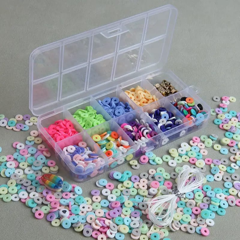 Clay Beads for Bracelet Making Flat Round Spacer Beads Set for DIY Necklace