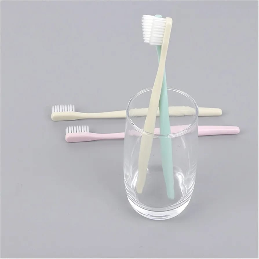 Pack Of 4 High Quality Soft Bristles Toothbrush Set With Cap Random Colours