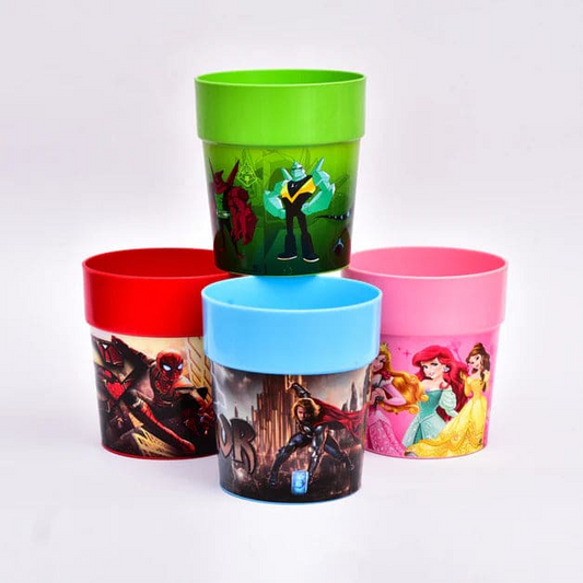 Pack of 4 PC's Beautiful characters water glasses reusable plastic glass