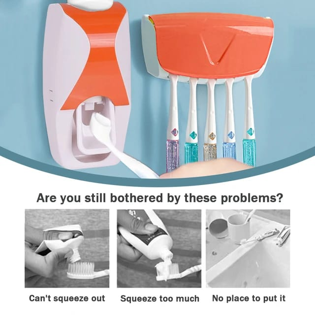 Automatic Toothpaste Dispenser With Tooth Brush Holder