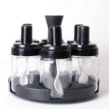 Rotating Spice Rack 6 Bottles Seasoning Box Set
