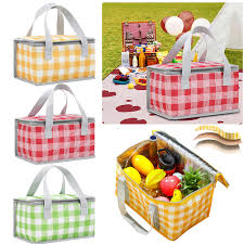 Outdoor Picnic Bag Thickened Aluminum Film Folding Picnic Basket Portable Lunch Bag Camping Moisture-Proof Picnic Mat