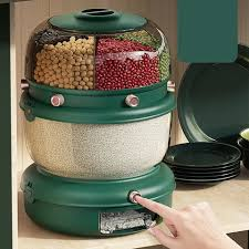 6 Grid Rice and Grain Storage Container Set Upgrade Rotating Separated Sealed Food Dispenser with Lid Kitchen Storage Box,