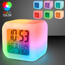 Digital Table Clock 7 Color Changing Led Lights Big Size Digital Screen Temperature & Calendar