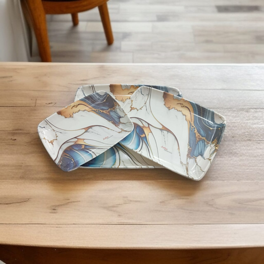 Beautiful serving tray set 3 pieces melamine 100% original quality Fine strong tray set (New Design)