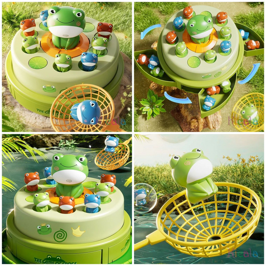 Children Bouncing Frog Toy, Cartoon Electric Music Catch Frogs Toy, Adjustable Educational Tabletop Family Game