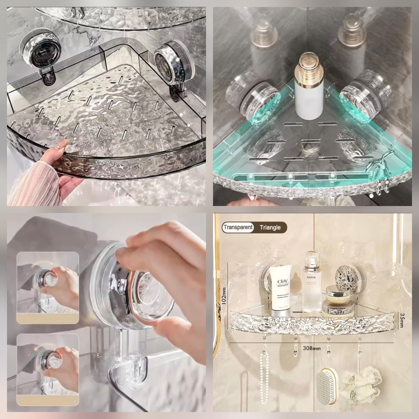 Raidley No Drill Clear Wall Caddy Raidley Easymount Bathroom Storage Shelf