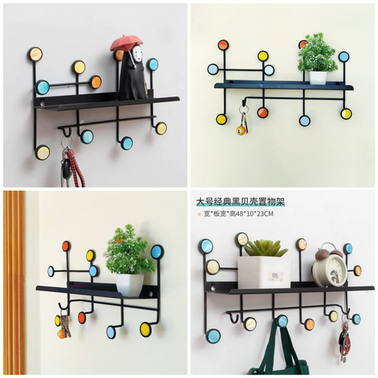 Creative Round Coat Hook Rack Iron art Decorative Wall Mounted Coat Rack Display Storage Black Multifunction Hallway Wall Coat Hooks