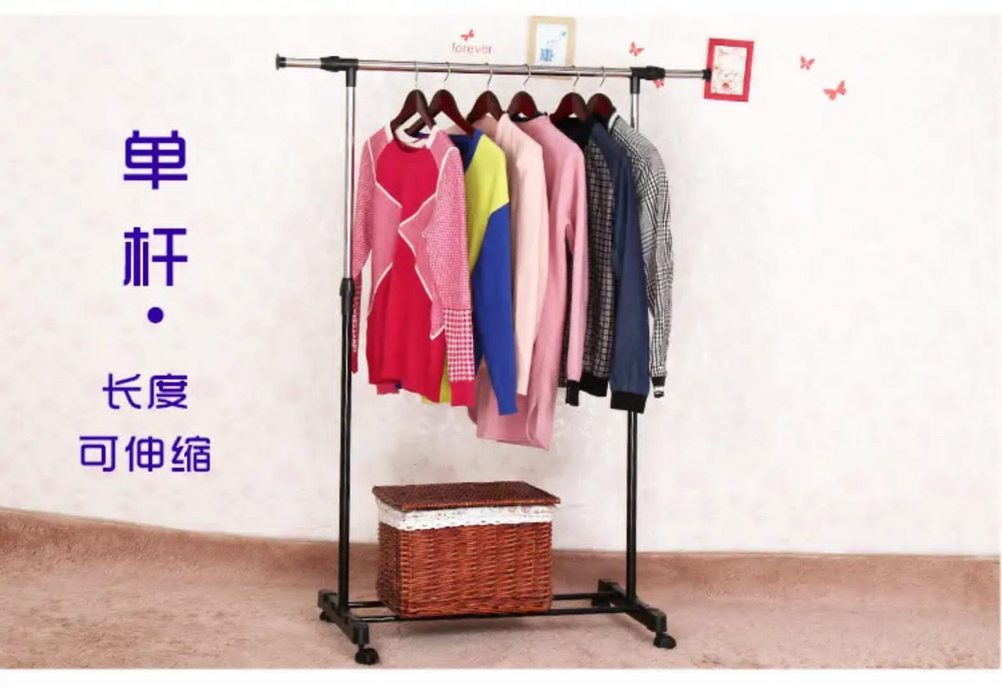 Cannoli Coat rack, clothes rack, clothes rail, clothes rack, roller wardrobe, metal, shelf, pull-out, mobile, heavy-duty, wardrobe stand on wheels