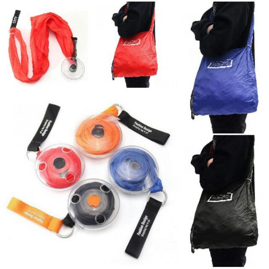 Shopping Bag To Roll Up With Folding Organizer Pocket Size and Reusable, Multicolor Size