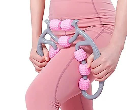 U Shape Yoga Massage Roller 9 Wheels Trigger Point for Arm Leg Neck Muscle Body Fatigue Lifted Tool Health Therapy Care Stress Multi-Function Relaxer Roller Yoga Fitness Neck Arm Leg Massager Waist Massage Stick Yoga Fitness Equipment
