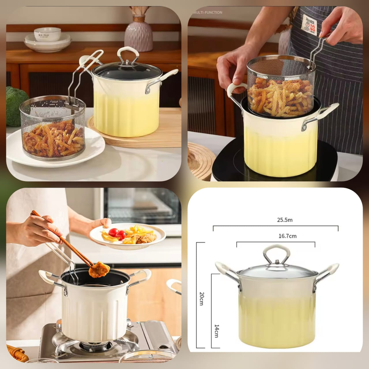 3 Litre Deep Frying Pot Stainless Steel - 1 Set