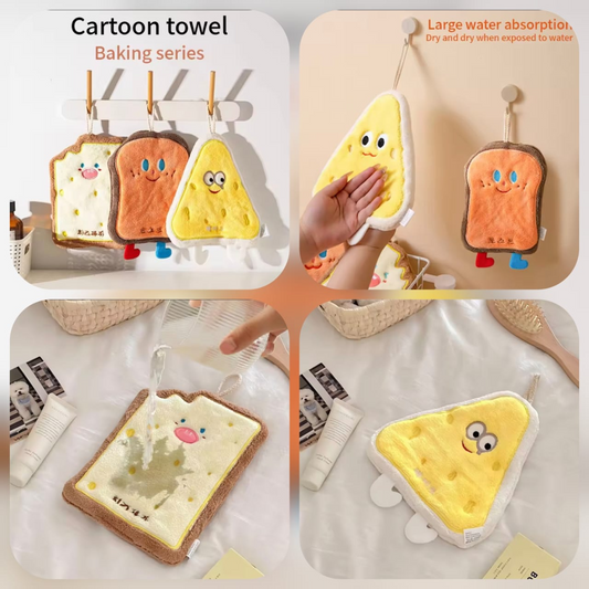 Three-layered Hand Towel Adorable Cartoon Hand Towels for Home Kitchen Soft Coral Fleece Material less Than