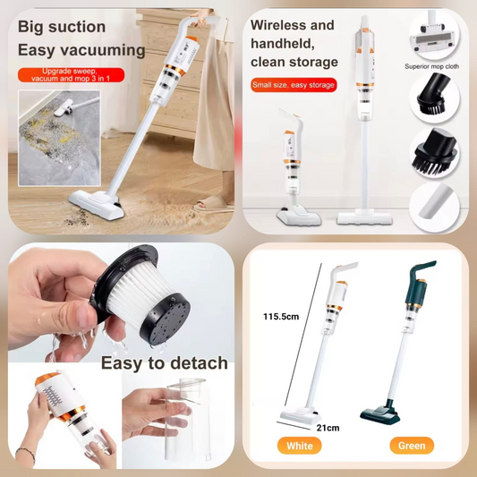 Powerful Rechargeable Triple Mode 3 In 1 Cordless Handheld Wireless Handy Portable light weight Vacuum Cleaner Wet Dry Vacuum for Household Car Sofas Carpet Interior & Home Office Cleaning Tool Strong suction Mop Sweeper