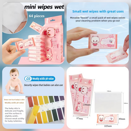 Ultra mini portable baby wipe buttocks, household wet toilet paper, adult private care hygiene wipes