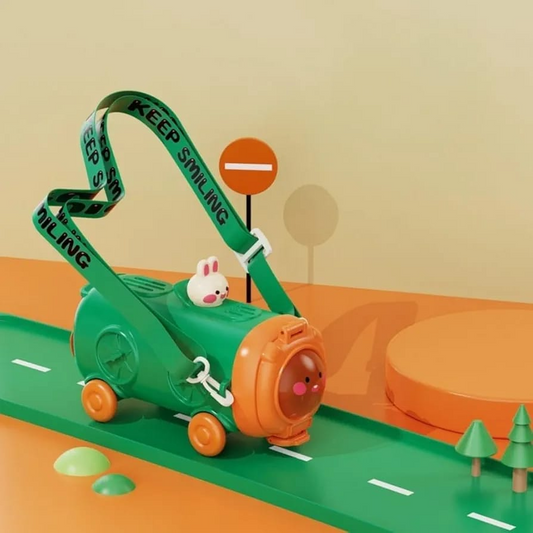 Cute Cartoon Bus Water Bottle 500ml with Strap  Random Colours