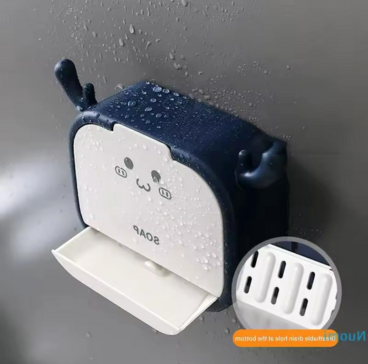 Cartoon Sticking Soap Box, Antler Drain Soap Box with Hook, Wall Mounted Soap Dish, Multipurpose Soap Organizer, Creative Bathroom Household Soap Box Storage Rack