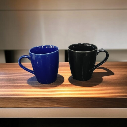 Homefrills Ceramic Hand Crafted Glossy Solid Colour Blue Coffee Mug Combo Suitable for Coffee, Tea, Juice, Cappuccino, etc. (300ml) Set of 6 piece