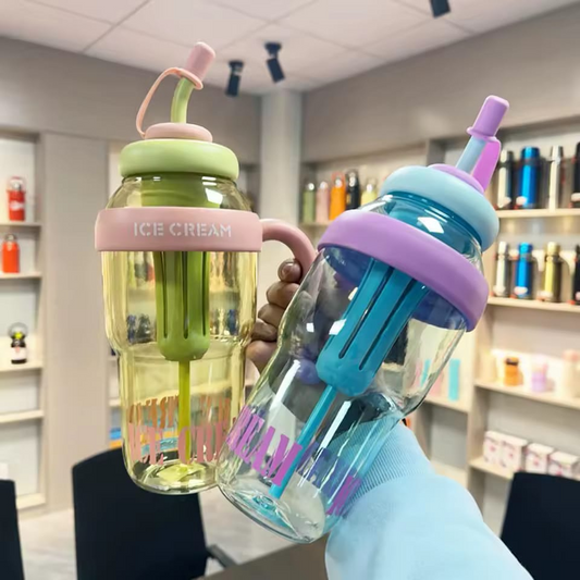 1300ML Large Capacity Water Glass Bottle with Straw and Extra Tea Infuser Summer Plastic Cup Iced Coffee and Teas Gym Sports Water Cup