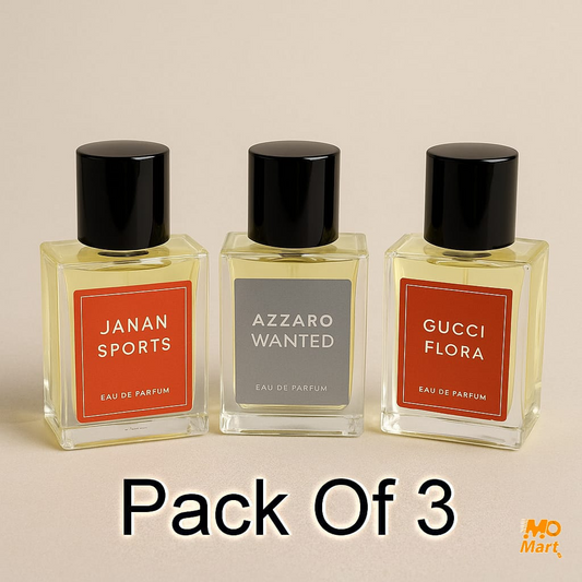 Pack of 3 Perfumes*  Janan Sports, Azzaro Wanted, Gucci Flora