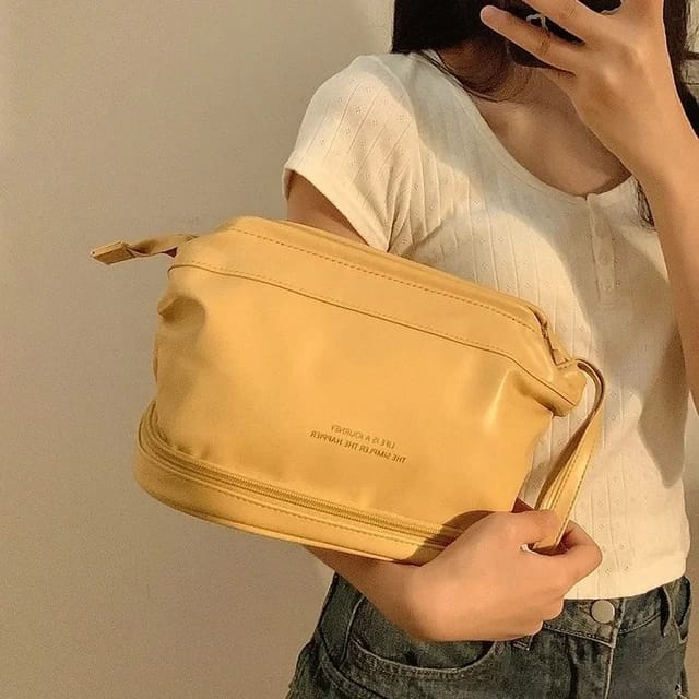 Double Cosmetic Bag, Large Capacity, Easy Storage for All Your Cosmetics, Portable Cosmetic Storage Case Bag for Women