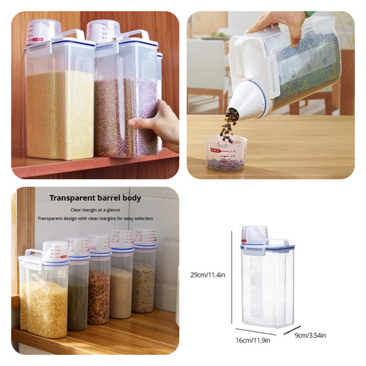 Grain Jar - Airtight Grain Jar - Jar For Kitchen - 2.5L Rice Jar - Air Tight Grain Container - Snack And Masala Jar For Kitchen - Easy To Carry