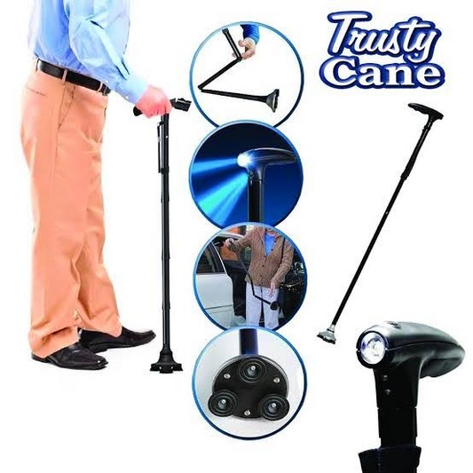 FOUKUS Walking Cane: Adult Collapsible Cane for Walking Self Standing Adjustable Folding Cane with T Handle & Pivot Base Lightweight for Seniors-Black