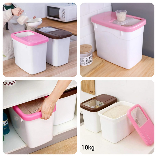 10kg Airtight Rice Storage Box Grain Cereal Dispenser Food Storage Containers Flour Container with Durable Lids Kitchen Container